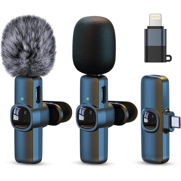 Mini Microphone Wireless Microphones Xndryan 2 Pack Lavalier Microphone for iPhone & Android Plug & Play Noise Reduction Lapel Mic for Video Vlog YouTube TikTok Online Meeting LiveStream