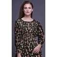 thumbnail image 5 of Bimba Floral Ladies Bishop Sleeve Round Neck Ruffle Maxi Smocked WaistÂ&nbsp;Dress-Large, 5 of 5