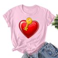 thumbnail image 2 of asdoklhq Women's V-Day Tees Women's Lover Printed T-shirt Round Neck Short Sleeved Pink L, 2 of 3