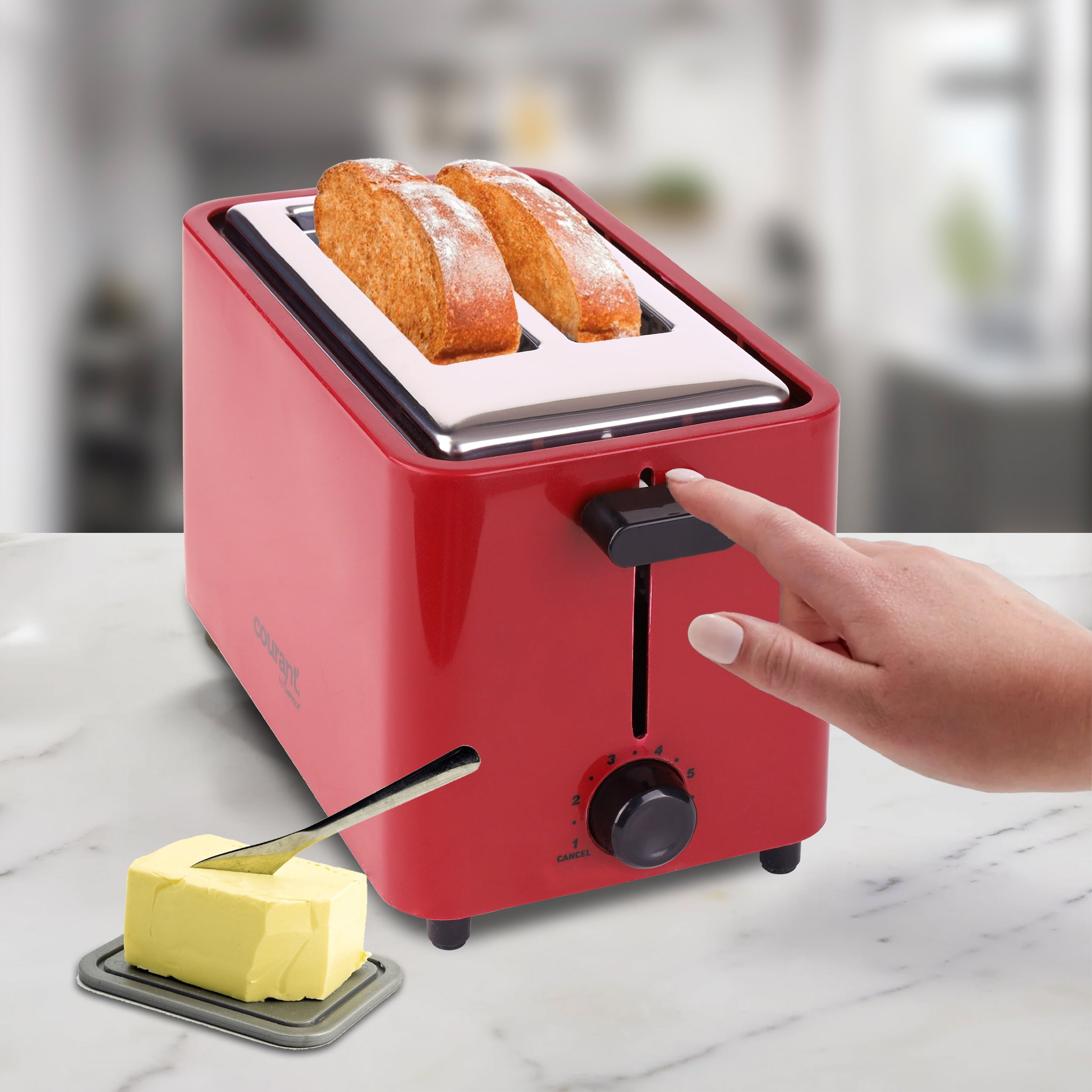 Courant 2 Slice Toaster, Cool Touch - Red