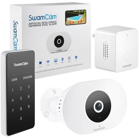 Pool Alarm Camera - ASTM F2208 Certified - Wifi + App Operated Pool Alarms for Inground Pools and Above Ground - Sounds Onsite, In Home & Phone BEFORE Child Enters Pool - View Remotely Anytime