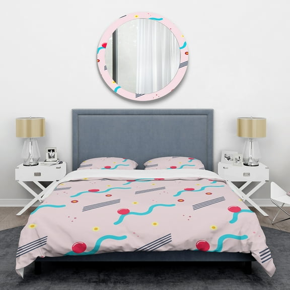 Designart 'Retro Geometrical Abstract Pattern III' Mid-Century Modern Duvet Cover Set