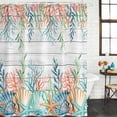 thumbnail image 2 of Summer Coastal Shower Curtain, Waterproof Shower Curtains for Bathroom, Nautical Sea Coral Shell Starfish Wood Gray Washable Fabric Bathtub Curtain Set Bath Decor with 12 Hooks Standard 72"x72", 2 of 8