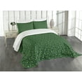 thumbnail image 3 of Ambesonne Irish Quilted Bedspread Set 3 Pcs, Intricate Clover Twigs, King Size, Black Lime Green, 3 of 5