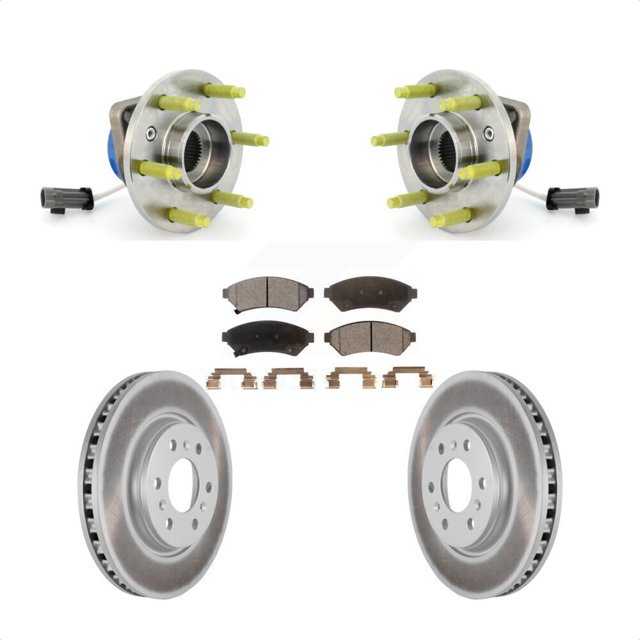 Transit Auto Front Hub Bearing Assembly Coated Disc Brake Rotors and Semi-Metallic Pads Kit for Car Pontiac Montana Chevrolet Uplander Buick Terraza Saturn Relay KBB-103582