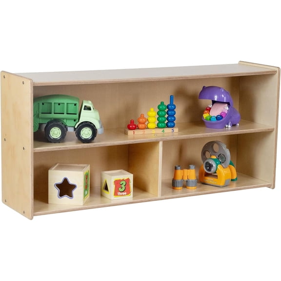 2-Shelf Kids Bookshelf & Toy Storage Organizer | 3-Section Montessori Shelves for Home & Classroom Organization & Storage