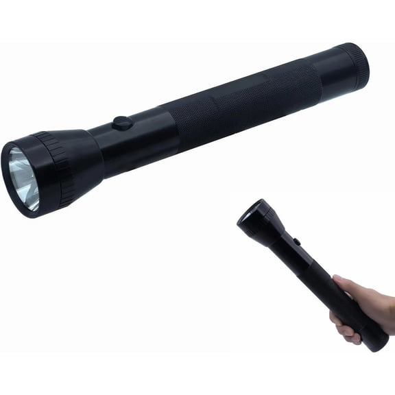 Heavy Duty LED Flashlight – 3 D Cell Battery Powered – High Lumens Output – Ideal for Home & Outdoor Use – Black