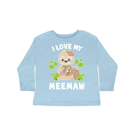 

Inktastic Cute Sloth I Love My Meemaw with Green Leaves Gift Toddler Boy or Toddler Girl Long Sleeve T-Shirt