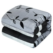 Lanco Classic Floral 7-Piece Comforter Bedding Set, Silver/Black/Gray, Bed Size Queen, 100% Polyester Fill