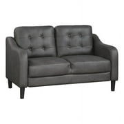 Pemberly Row Contemporary Polished Microfiber Loveseat in Gray