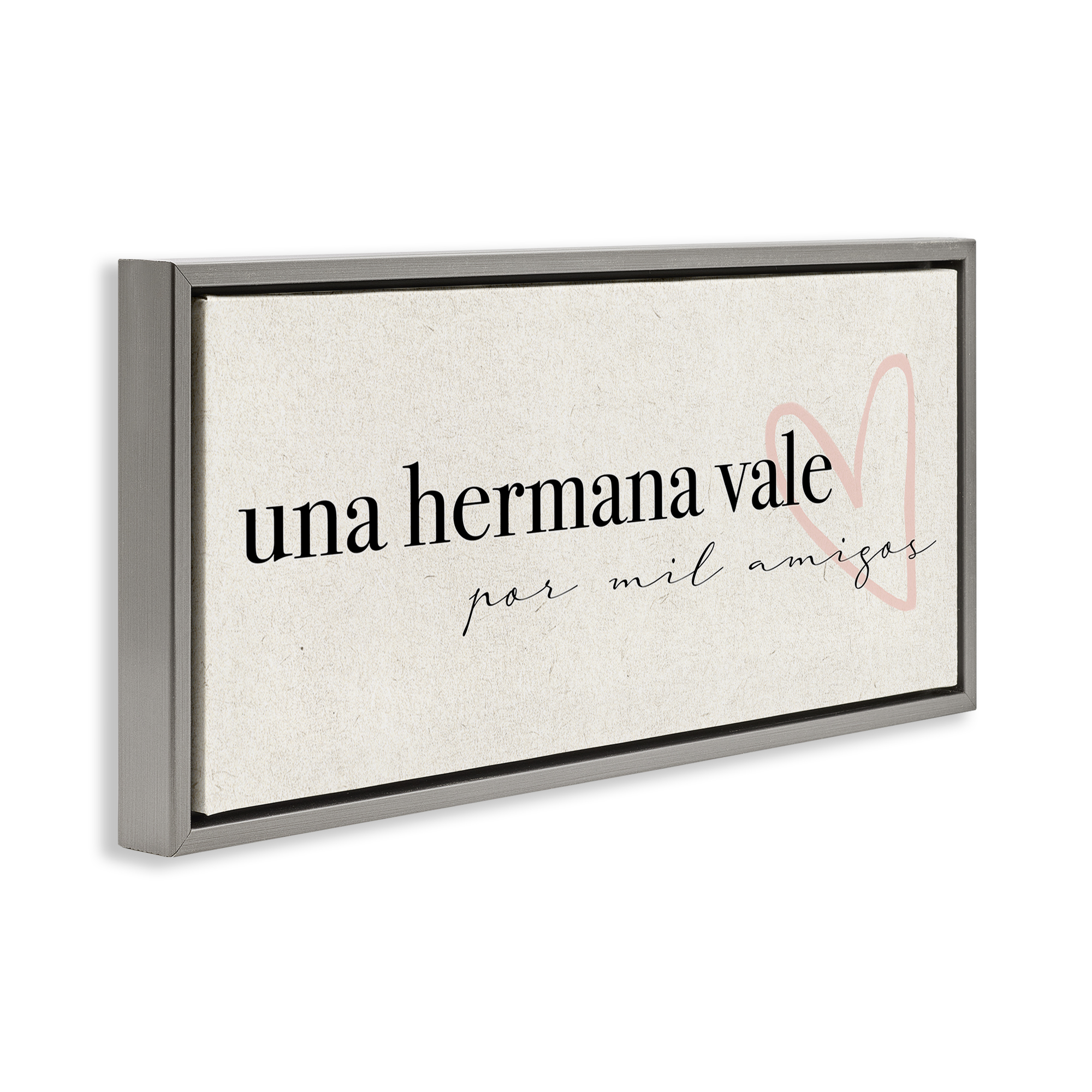 Stupell Industries Una Hermana Vale Inspirational Quotes & Sayings Painting Gray Floater Framed Art Print Wall Art, 31 x 14