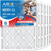 20x24x2 Air Filter MERV 11 Comparable to MPR 1000, MPR 1200 & FPR 7 Electrostatic Pleated Air Conditioner Filter 6 Pack HVAC Premium USA Made 20x24x2 Furnace Filters by AIRX FILTERS WICKED CLEAN AIR.