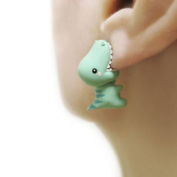 Aellinatey Cartoon Cute Animal Earrings Bite Earrings Triceratops/Hippo/Shark Ear Stud