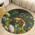 thumbnail image 4 of Lucky Koi Fish Lotus Leaf Washable Round Rug -Circle Area Rugs for Nursery Bedroom, Vintage Non Slip Non Shedding Low Pile Carpet for Living Room Coffee Table Entryway, 4 of 6