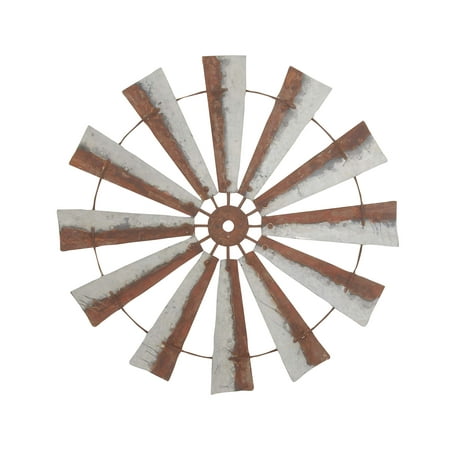 Brown Wheel - Decmode 39 Inch Farmhouse Iron Wheel Wall Art, Brown, gray