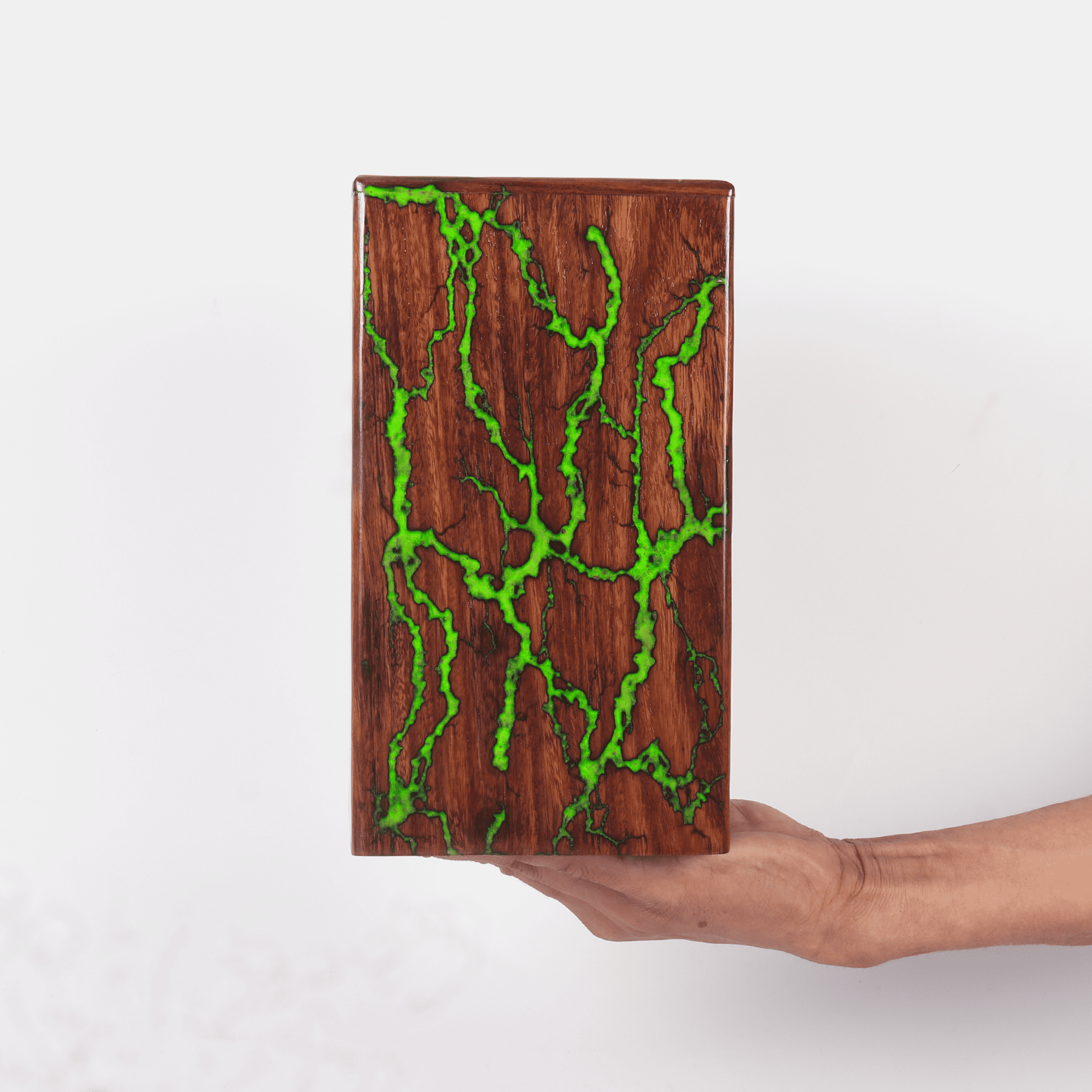 Creation India Craft Wooden Cremation Urns for Human & Pet Ashes, Memorial Urns, Decorative Urns, Adult Urns, Rosewood Urns, Wooden Urn Box -Lichtenberg Fractal & Epoxy Resin (Medium)