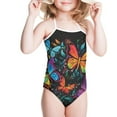 thumbnail image 3 of FOR U DESIGNS Colorful Butterfly Girls Halter Swimsuit with Adjustable Neck Strap Novelty Sleeveless Bathing Suit for Kids Teens 3-4T Soft One Piece Swimwear, 3 of 6