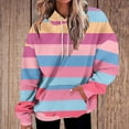 thumbnail image 2 of miqiqism Womens Striped Oversized Sweatshirts Juniors Long Sleeve Color Block Hoodies Trendy Pullover Top Y2K Clothes with Pocket Casual Drop Shoulder Blouses,Pink,X-Large, 2 of 6