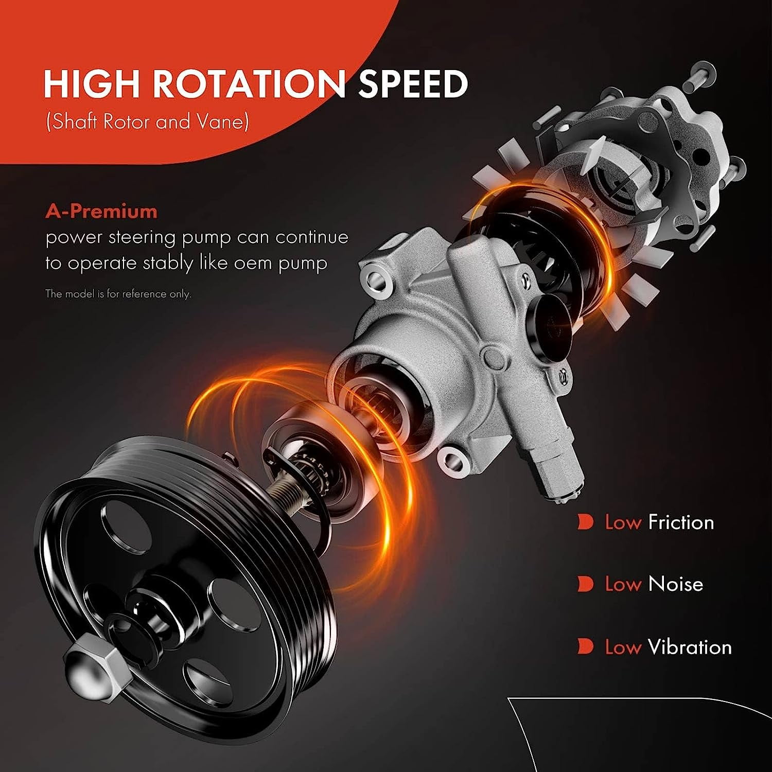 A-Premium Power Steering Pump with Pulley Replacement for Kia Spectra 2004-2009 Sportage 2005-2010 Hyundai Tucson 2005-2009