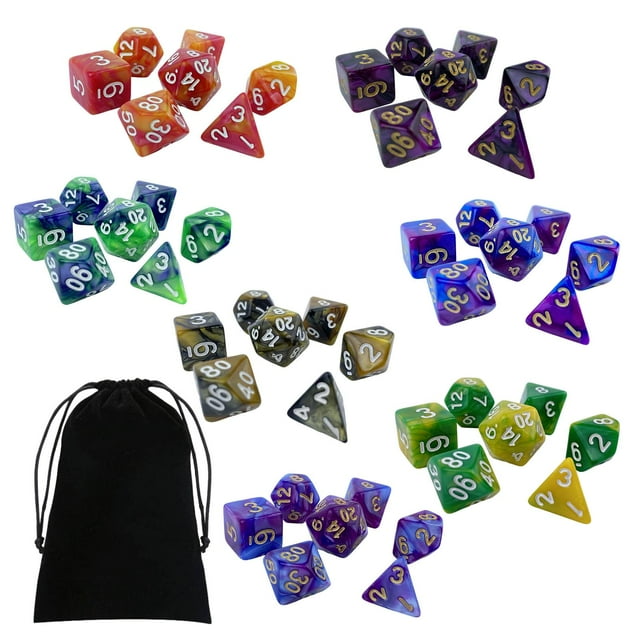 Milaget 49 Pièces Acrylique Polyèdre dés Ensemble D8 D10 D12 D20 Jouets Bicolore Rouler dés E