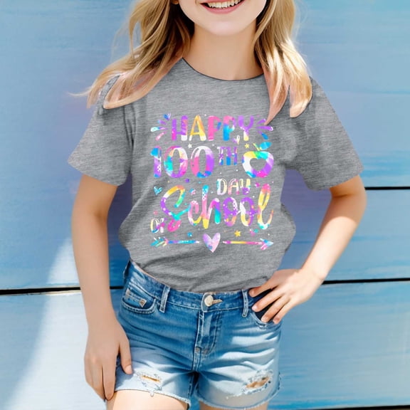 Shirts for Boys Girls Short Sleeve Shirt Trendy Grey Boys Tee Shirts Girls Tops 2T