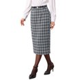 thumbnail image 4 of INSPIRE CHIC Women's Plaid Pencil Skirt High Waisted Tartan Business Office Knee Length Skirts S Black White, 4 of 5
