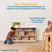 ECR4Kids 5+5 Cubby and Storage Mobile Tray Cabinet, Classroom Furniture, Natural