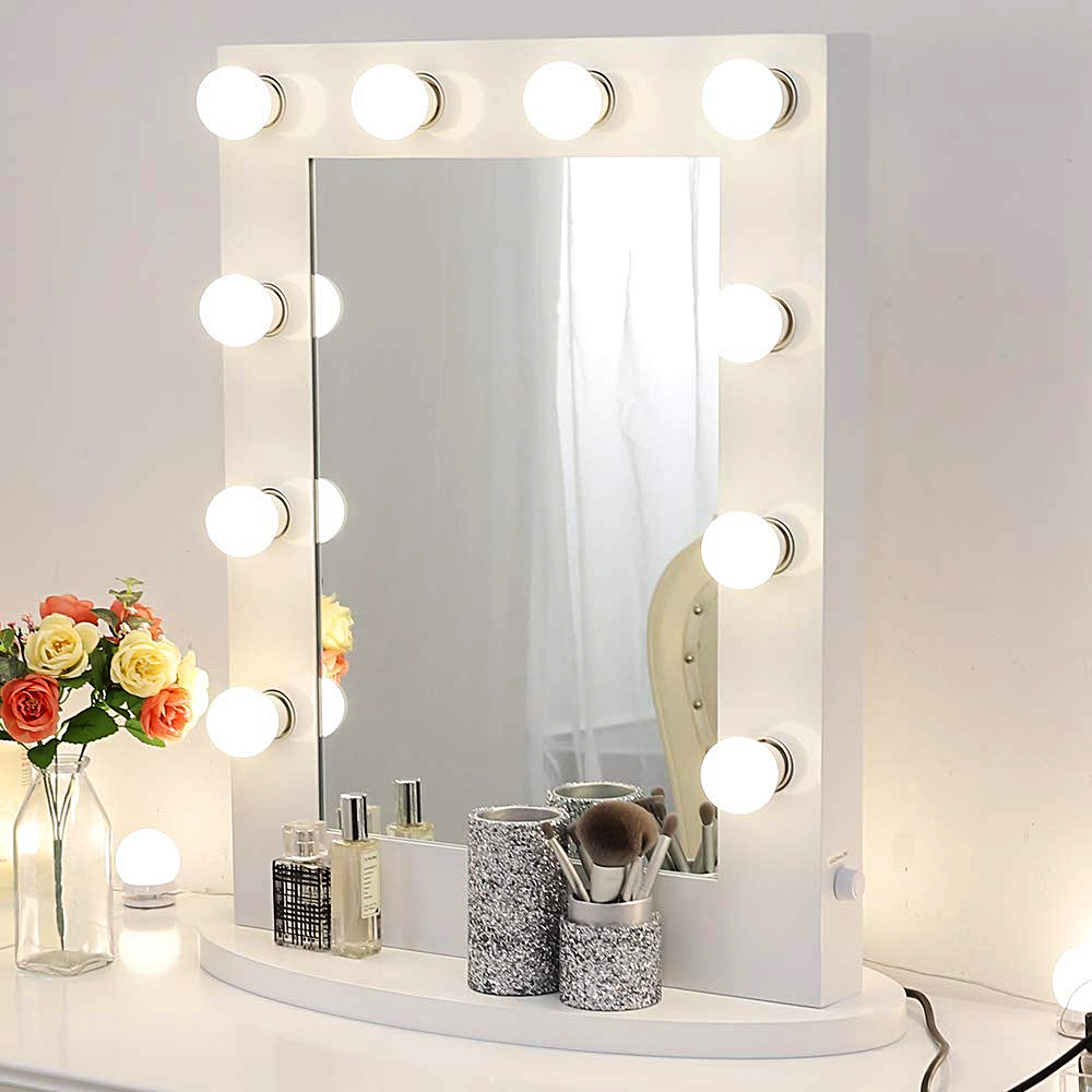 Chende Gloss White Makeup Vanity Mirror with Lights Hollywood Lighted 