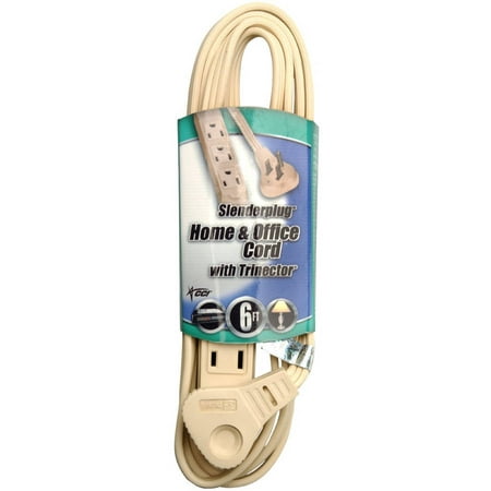 Coleman Cable 3507 Flatplug 6-Feet Thin Profile Extension Cord, 3-Prong, Beige