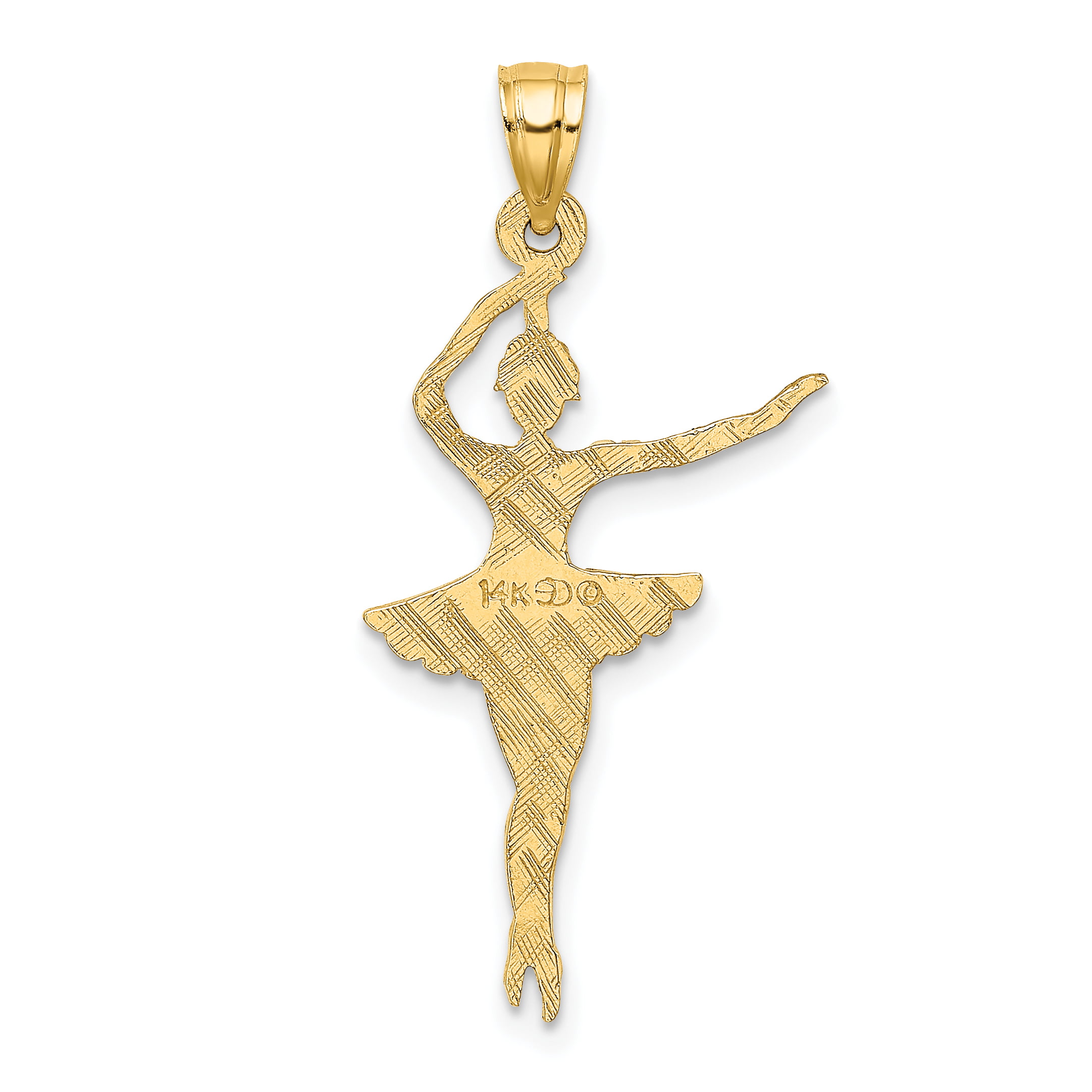 Jewels By Lux 14K Yellow Gold Satin Polished Ballerina Charm Pendant