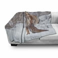 thumbnail image 3 of Fox Soft Flannel Fleece Blanket, Countryside Snow Landscape Furry Wild Animal Hunting Vulpine Cold Winter Print, Cozy Plush for Indoor and Outdoor Use, 50" x 60", Redwood Brown White, by Ambesonne, 3 of 6