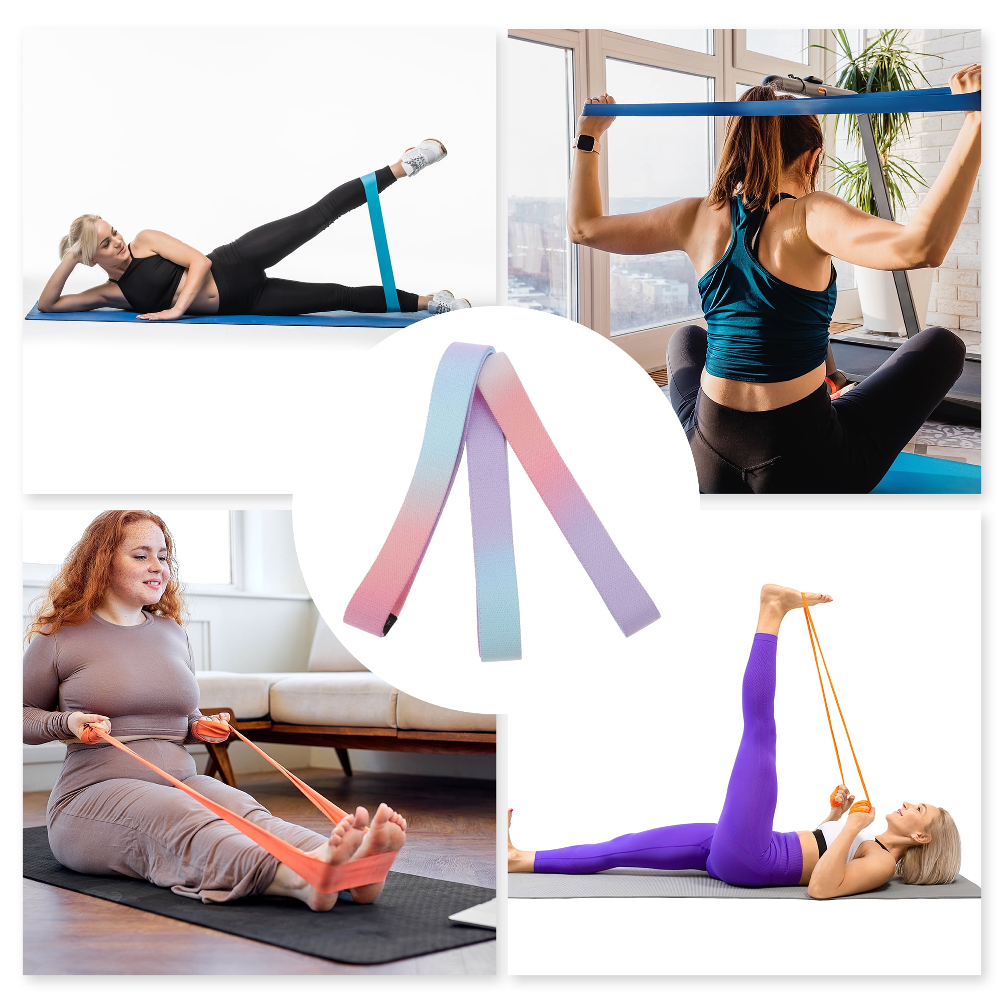 Unique Bargains 1pc Women Yoga Stretch Band 78.74 Length Gradient Pink