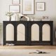 thumbnail image 4 of Chic estilo rural sideboard buffet: negra gabinete con rattan doors & wood legs, 4 of 6