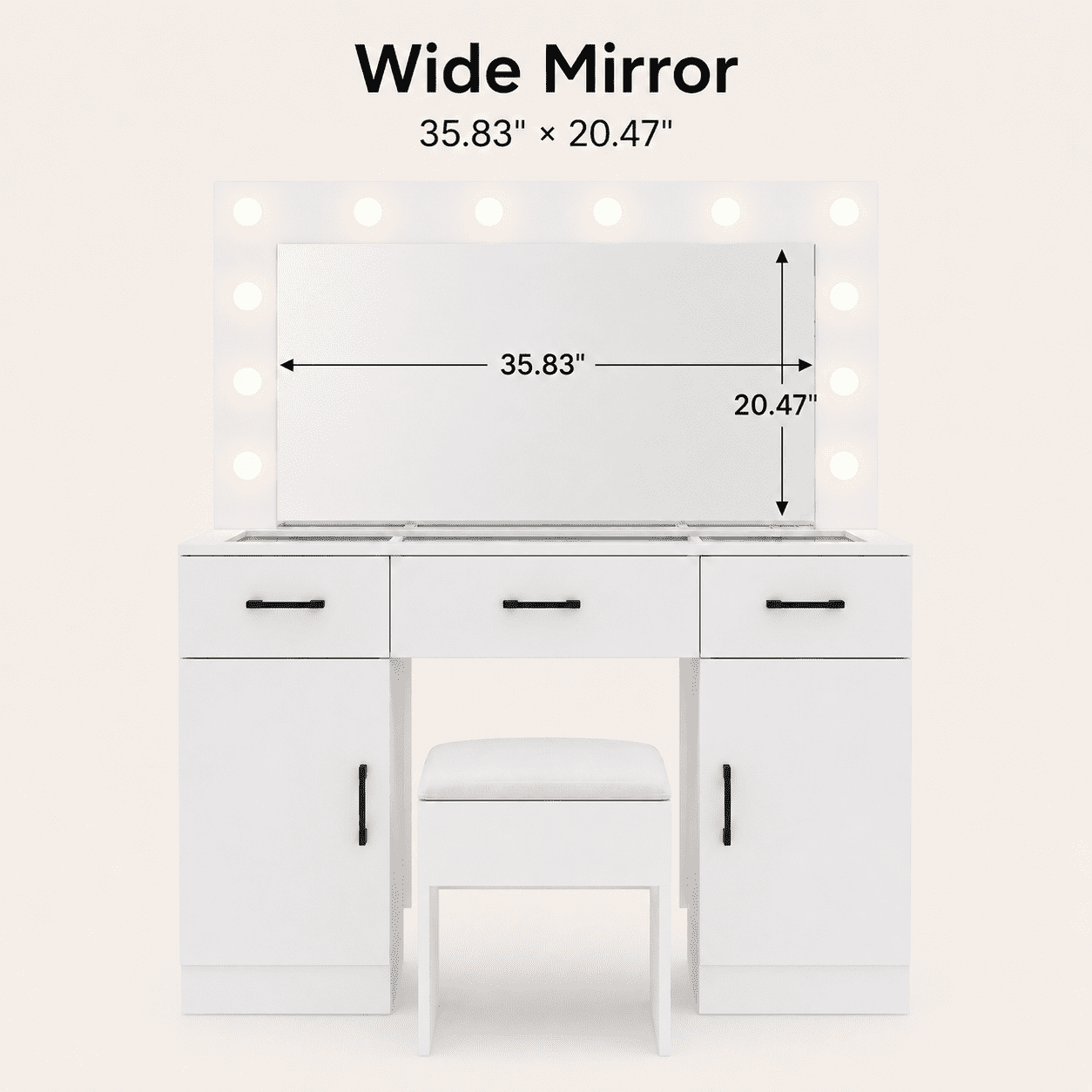 Ktaxon Large Makeup Vanity, Get Ready with Me GRWM Vanity Table Set w/ Visible Glass Top w/ Charging Station,White