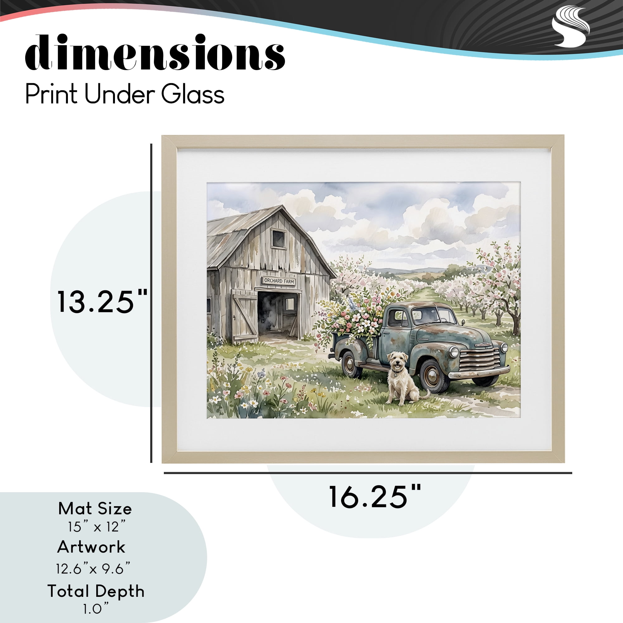 Stupell Industries Spring Orchard and Truck Birch Framed Print Under Glass, design by Tabz Jones