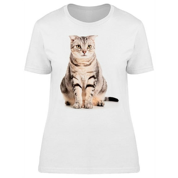 Beautiiful Shorthair Cat Sitting T-Shirt Women -Image by Shutterstock, Female Medium