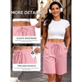 thumbnail image 4 of NELEUS Women's 9" Bermuda Shorts Waffle Knit High Waisted Breathable Lounge Casual Shorts with Pockets,Pink,US Size M, 4 of 11