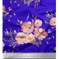 thumbnail image 1 of Soimoi Blue Viscose Chiffon Fabric Leaves & Peony Floral Decor Fabric Printed Yard 42 Inch Wide, 1 of 3
