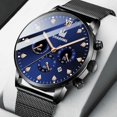 thumbnail image 2 of Reloj de hombre Moda Acero inoxidable Calendario Esfera Negocios Deportes, 2 of 4
