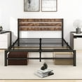 uhomepro Queen Size Metal Bed Frame, Modern Platform Bed Frame with Headboard, Heavy Duty