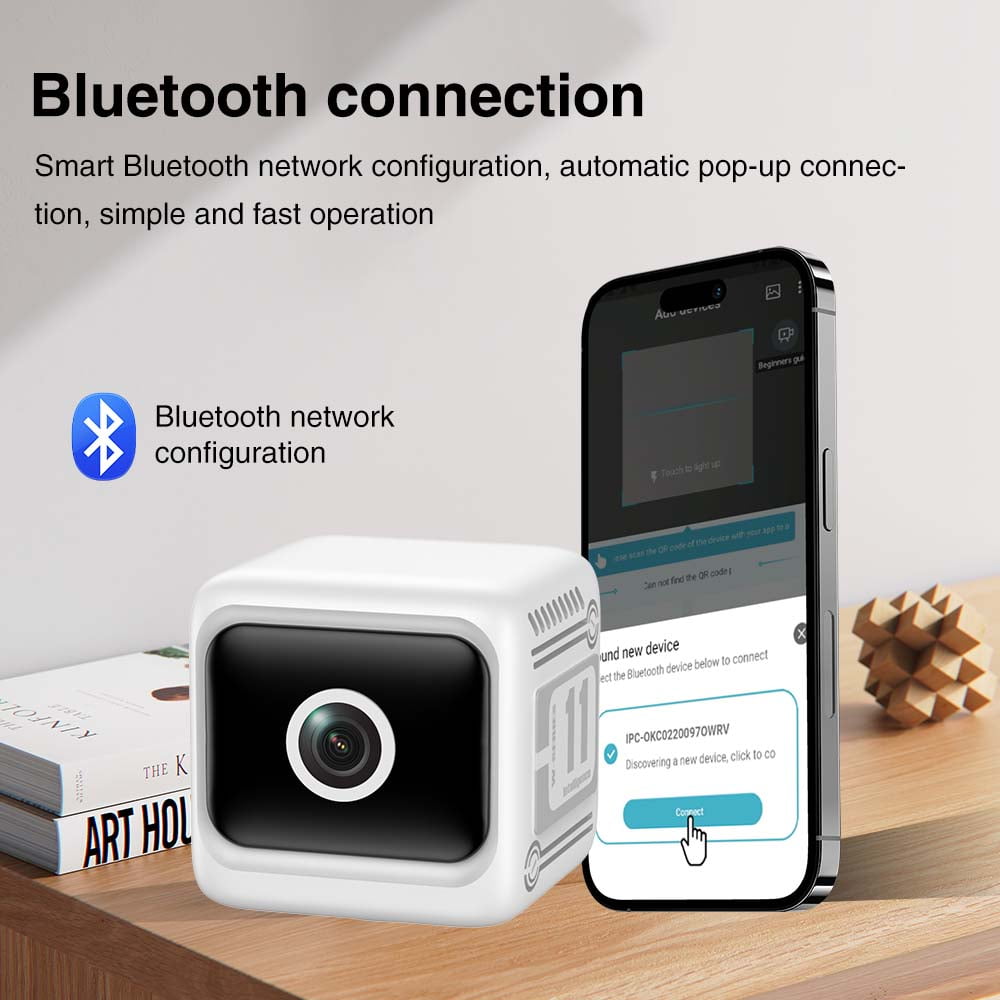 Wiher Small Security Camera Wireless, 1080P Mini Indoor/Outdoor Camera with 8Hrs Battery, Night Vision, Motion Detection Alert, Cloud & TF Storage, 4 Users View Same Time, for Home/Baby/Pet(White)