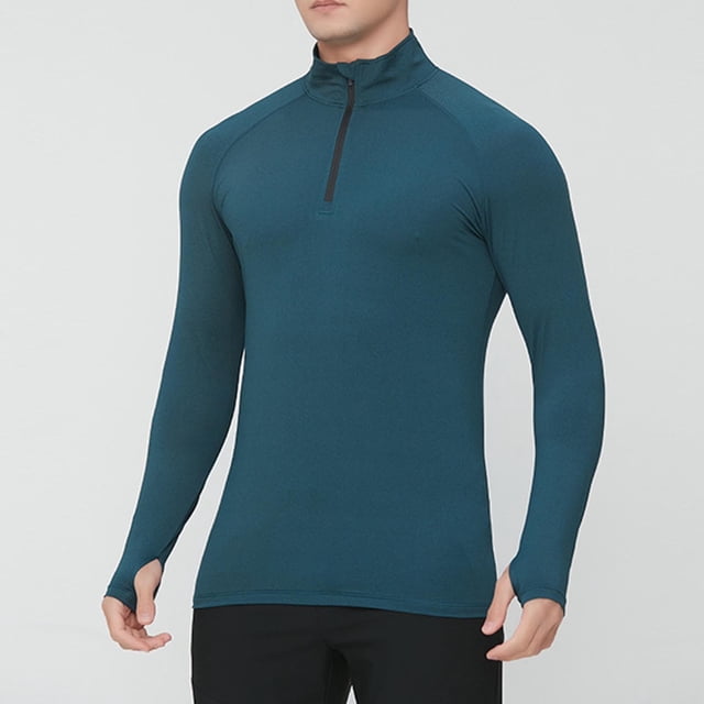 pstuiky camisa de manga larga para hombre, Protector solar de invierno para hombre, transpirable, de color sólido, con cremallera, cuello alto y manga larga. top de hombre s