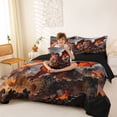 thumbnail image 3 of Metsweet Flame Dragon King Bedding 7pcs, Vintage Castle King Bed in a Bag, Black Orange Red Gray,Black Reversible, 3 of 6