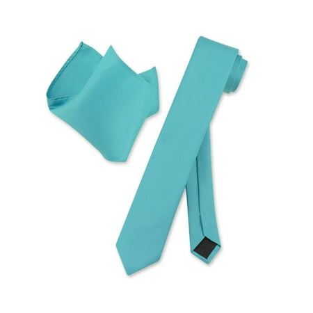 Check Skinny Tie - Vesuvio Napoli TURQUOISE AQUA BLUE Skinny 2.5