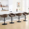 thumbnail image 3 of FIRAVOE Bar Stools with Back Set of 4 (19.7" Large Base) Swivel Counter Height Bar Stools (3.1" Thick Upholstered Seat) Adjustable Faux Leather Barstools Bar Chairs for Kitchen Island, Coffee Brown, 3 of 10