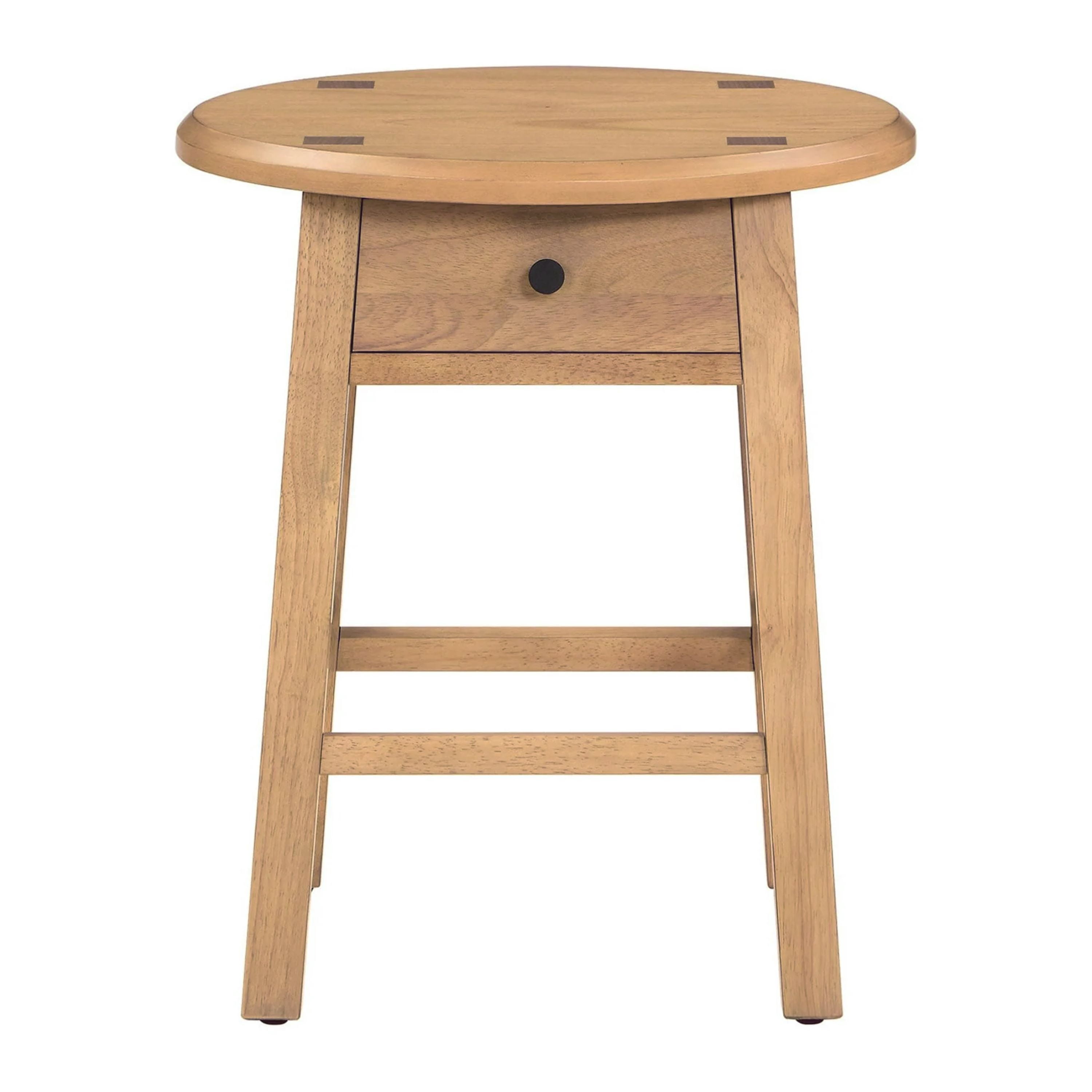 Leumius End Table Farmhouse Small Side Table with Drawer,Corner Table Drink Table for Living Room,Natural