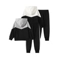 thumbnail image 3 of Fdqin Boys Hoodies Fall Outfits 4 Pcs Colorblock Sweatshirt and Jogger Pants Set Winter Pullover Sweatsuit Grey White 5-6 Years, 3 of 7