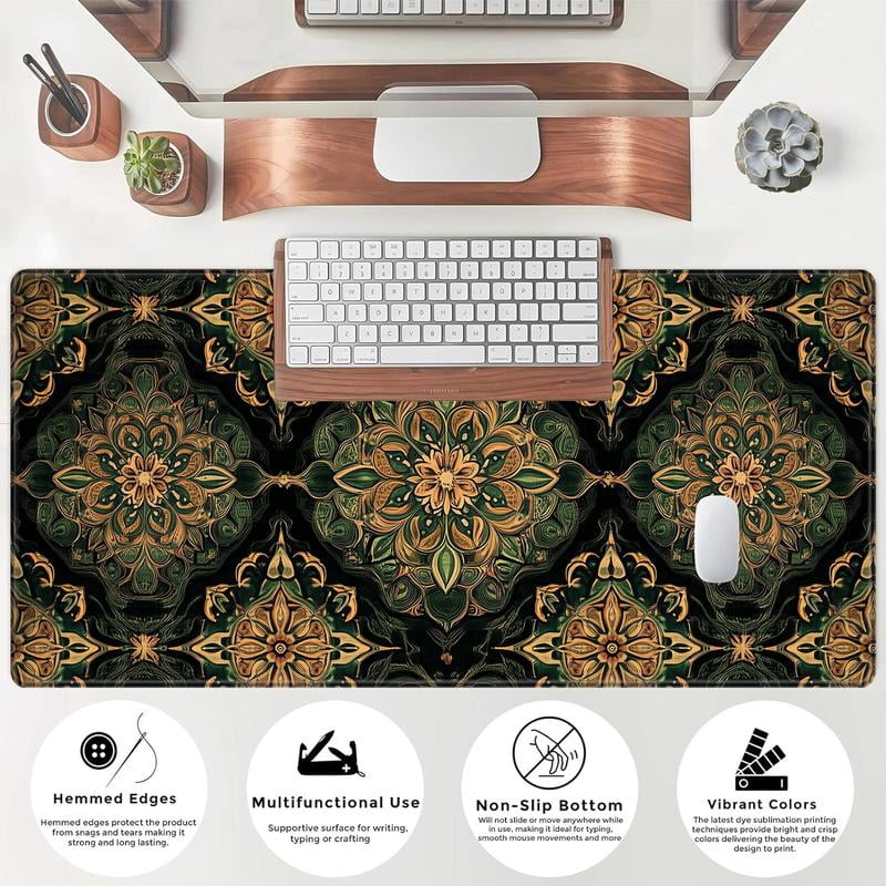 HELLOYOUNG Floral Mouse Pad, Large Gaming Mouse Mat with Non-Slip Rubber Base, Waterproof Rectangular Desk Pad for Keyboard & Mouse, Home Office Desk Accessoriess Gift for Women