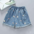thumbnail image 2 of Girl Shorts Child Toddler Girls Summer Casual Denim Shorts Thin Breathable Jeans with Rainbow Flower Heart Embroidery Toddler Shorts Pink 2 Years-3 Years, 2 of 5