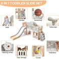 thumbnail image 5 of 8 in 1 Toddler Slide Indoor Playground, Indoor Slide Toddler Playset for Toddlers 1-3, Kids Outdoor Playground with Slide, Basketball Hoop, Climber, Crawling Tunnel, Telescope, Pink & Grey, 5 of 9